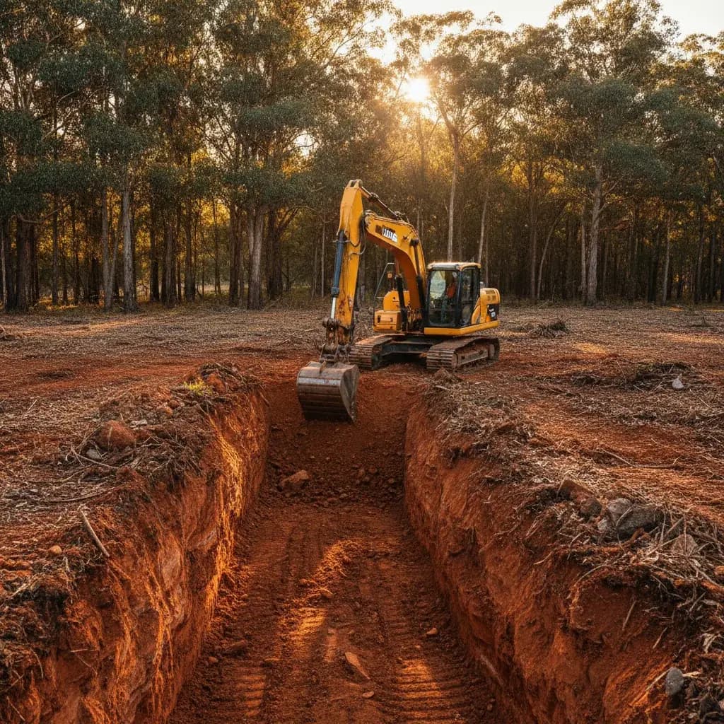 Excavation work on a rural Australian property